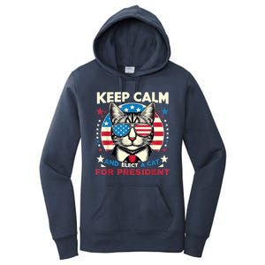 Funny My Cat For President 2024 Political Election Vote 2024 Women's Pullover Hoodie