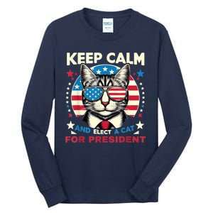 Funny My Cat For President 2024 Political Election Vote 2024 Tall Long Sleeve T-Shirt