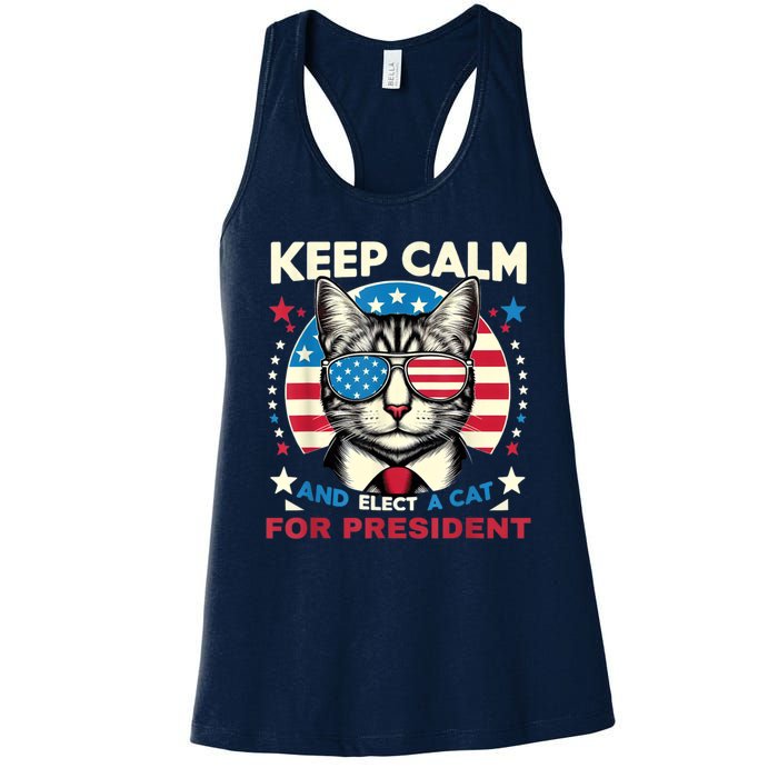 Funny My Cat For President 2024 Political Election Vote 2024 Women's Racerback Tank