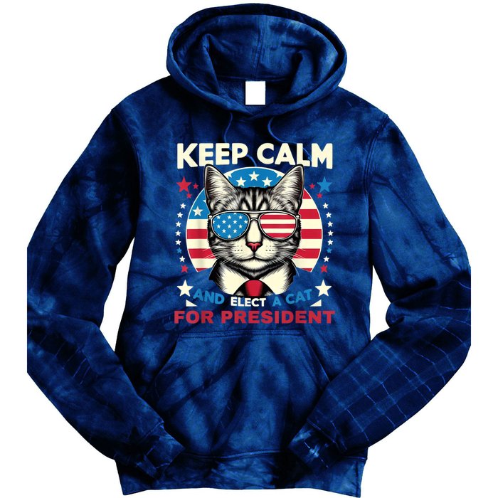 Funny My Cat For President 2024 Political Election Vote 2024 Tie Dye Hoodie