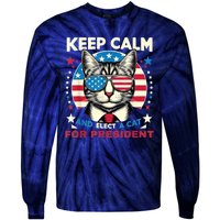 Funny My Cat For President 2024 Political Election Vote 2024 Tie-Dye Long Sleeve Shirt