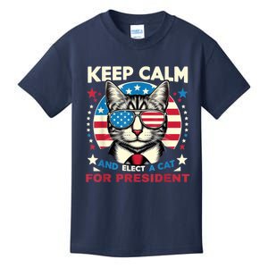 Funny My Cat For President 2024 Political Election Vote 2024 Kids T-Shirt