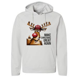 Funny Make Christmas Great Again Reindeer Trump Election Win Performance Fleece Hoodie