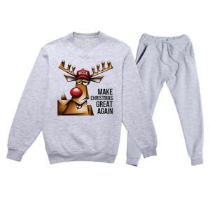 Funny Make Christmas Great Again Reindeer Trump Election Win Premium Crewneck Sweatsuit Set