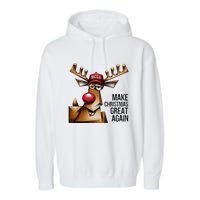 Funny Make Christmas Great Again Reindeer Trump Election Win Garment-Dyed Fleece Hoodie