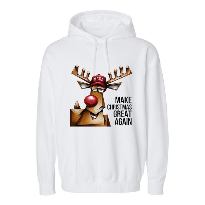 Funny Make Christmas Great Again Reindeer Trump Election Win Garment-Dyed Fleece Hoodie