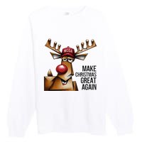 Funny Make Christmas Great Again Reindeer Trump Election Win Premium Crewneck Sweatshirt