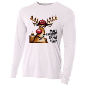 Funny Make Christmas Great Again Reindeer Trump Election Win Cooling Performance Long Sleeve Crew