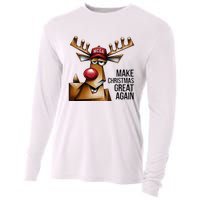 Funny Make Christmas Great Again Reindeer Trump Election Win Cooling Performance Long Sleeve Crew