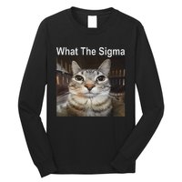 Funny Meme Cat What The Sigma Cute Cat Meme Quote Long Sleeve Shirt