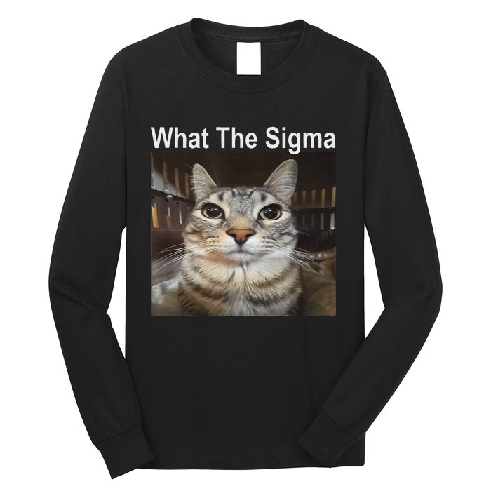 Funny Meme Cat What The Sigma Cute Cat Meme Quote Long Sleeve Shirt