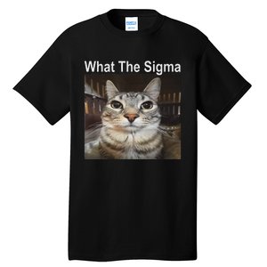 Funny Meme Cat What The Sigma Cute Cat Meme Quote Tall T-Shirt