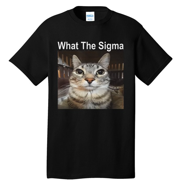 Funny Meme Cat What The Sigma Cute Cat Meme Quote Tall T-Shirt