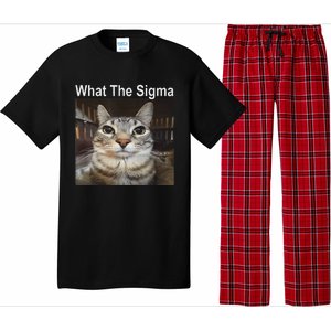 Funny Meme Cat What The Sigma Cute Cat Meme Quote Pajama Set