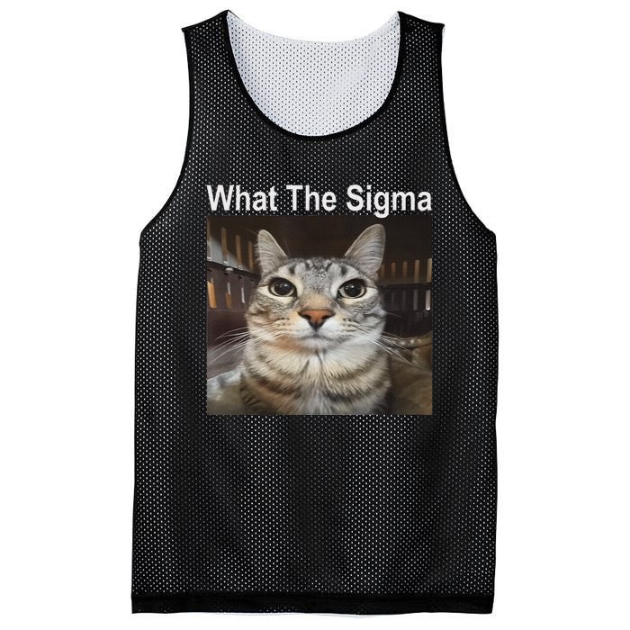 Funny Meme Cat What The Sigma Cute Cat Meme Quote Mesh Reversible Basketball Jersey Tank