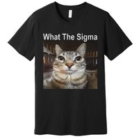 Funny Meme Cat What The Sigma Cute Cat Meme Quote Premium T-Shirt