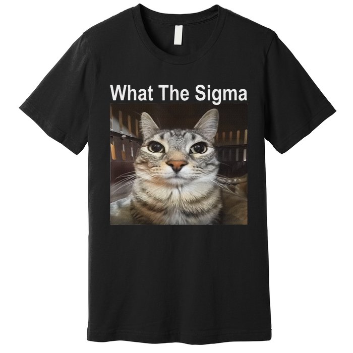 Funny Meme Cat What The Sigma Cute Cat Meme Quote Premium T-Shirt