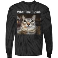 Funny Meme Cat What The Sigma Cute Cat Meme Quote Tie-Dye Long Sleeve Shirt