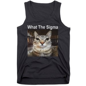 Funny Meme Cat What The Sigma Cute Cat Meme Quote Tank Top