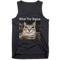 Funny Meme Cat What The Sigma Cute Cat Meme Quote Tank Top