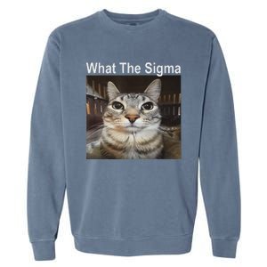 Funny Meme Cat What The Sigma Cute Cat Meme Quote Garment-Dyed Sweatshirt