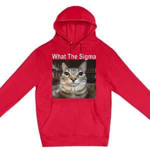 Funny Meme Cat What The Sigma Cute Cat Meme Quote Premium Pullover Hoodie