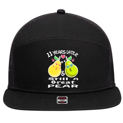 Funny Matching Couple 11th Year Wedding Anniversary 7 Panel Mesh Trucker Snapback Hat