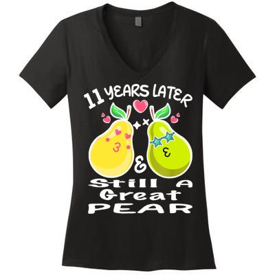 Funny Matching Couple 11th Year Wedding Anniversary Women's V-Neck T-Shirt