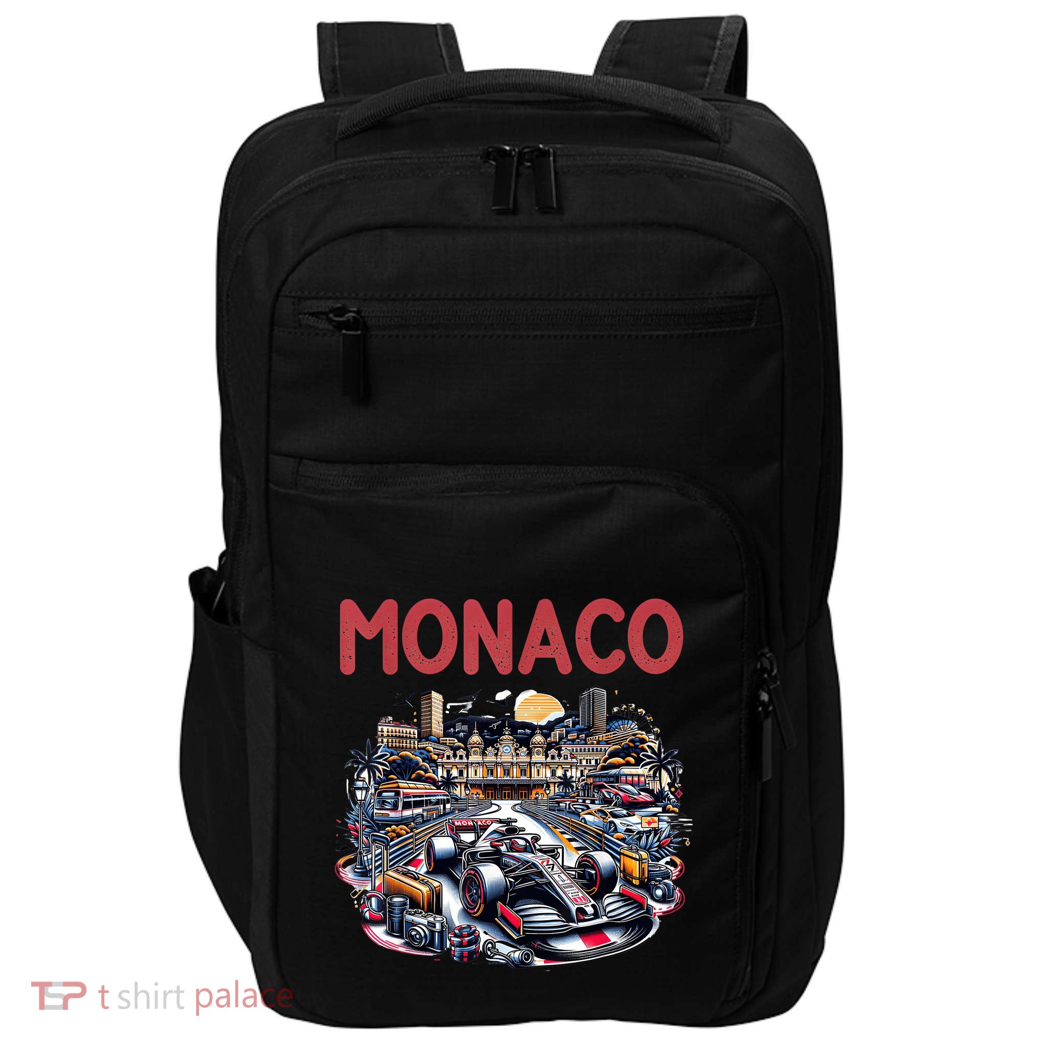 Formula Monaco City Monte Carlo Circuit Racetrack Travel Impact Tech Backpack