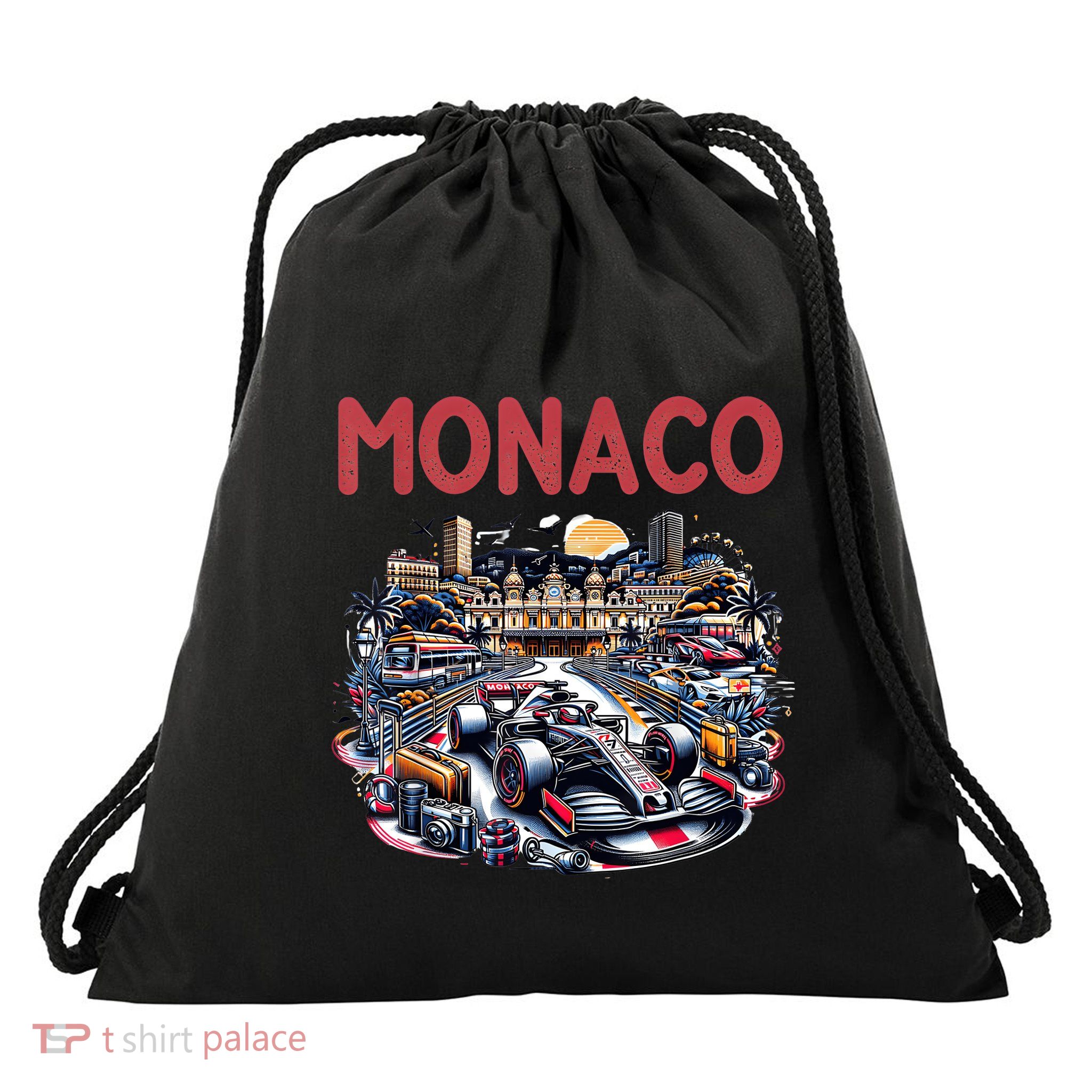 Formula Monaco City Monte Carlo Circuit Racetrack Travel Drawstring Bag