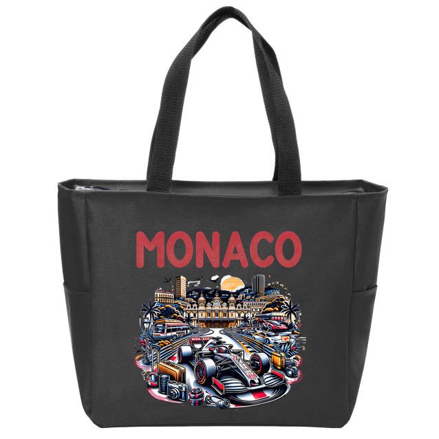 Formula Monaco City Monte Carlo Circuit Racetrack Travel Zip Tote Bag
