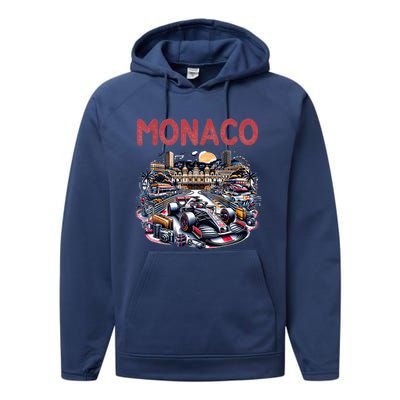 Formula Monaco City Monte Carlo Circuit Racetrack Travel Performance Fleece Hoodie