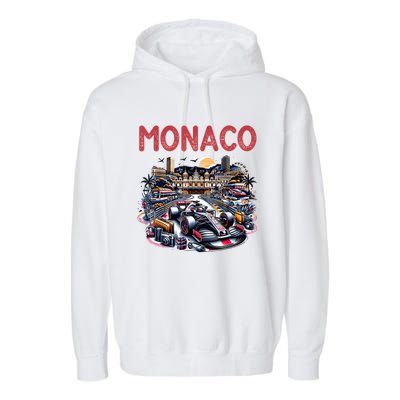 Formula Monaco City Monte Carlo Circuit Racetrack Travel Garment-Dyed Fleece Hoodie