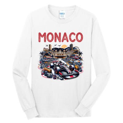 Formula Monaco City Monte Carlo Circuit Racetrack Travel Tall Long Sleeve T-Shirt