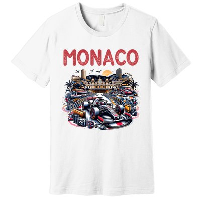 Formula Monaco City Monte Carlo Circuit Racetrack Travel Premium T-Shirt