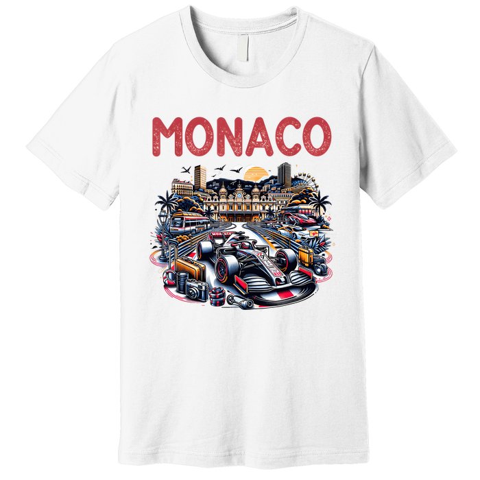 Formula Monaco City Monte Carlo Circuit Racetrack Travel Premium T-Shirt