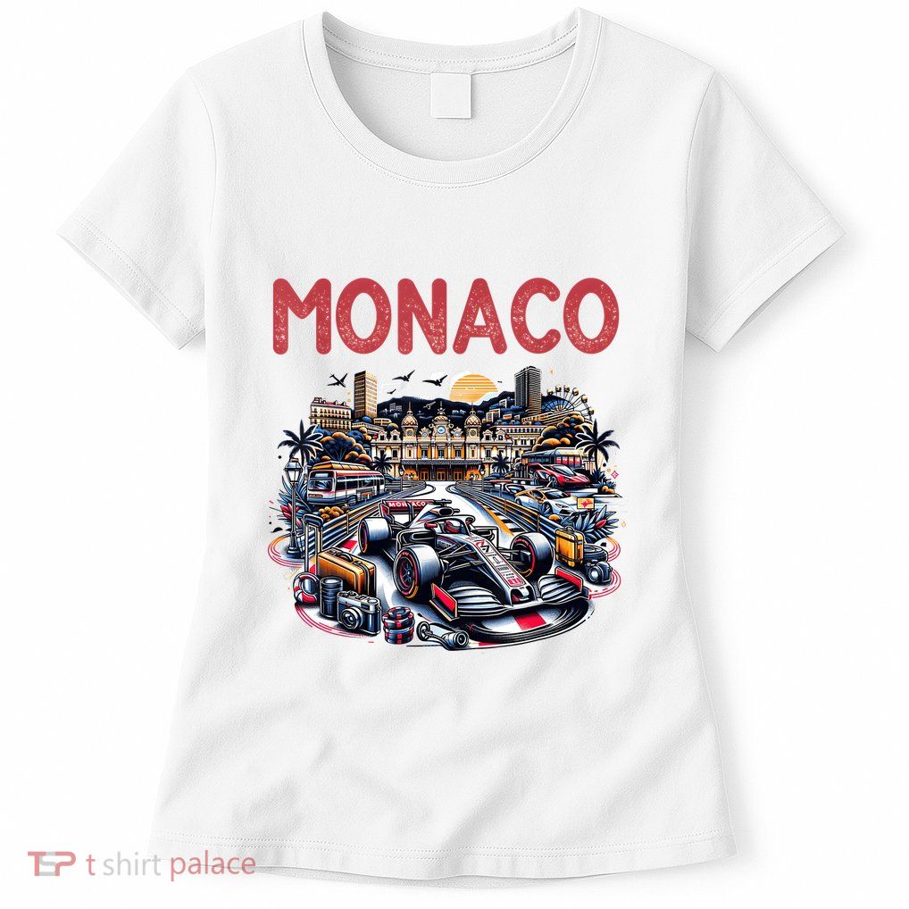 Formula Monaco City Monte Carlo Circuit Racetrack Travel Womens T-Shirt
