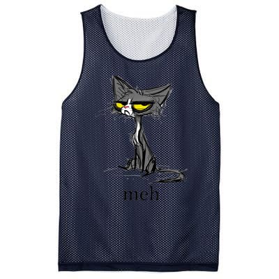 Funny Meh Cat Gift For Cat Lovers Mesh Reversible Basketball Jersey Tank