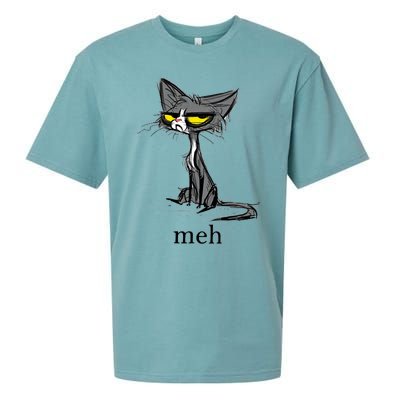 Funny Meh Cat Gift For Cat Lovers Sueded Cloud Jersey T-Shirt