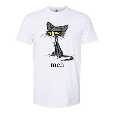 Funny Meh Cat Gift For Cat Lovers Softstyle® CVC T-Shirt