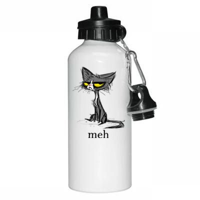 Funny Meh Cat Gift For Cat Lovers Aluminum Water Bottle