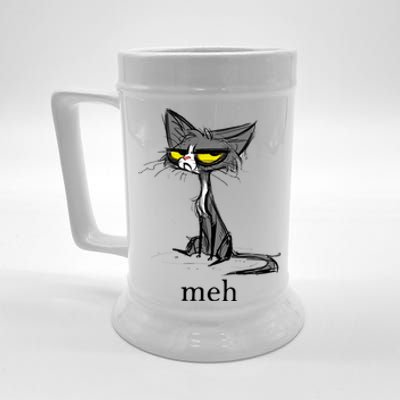 Funny Meh Cat Gift For Cat Lovers Beer Stein