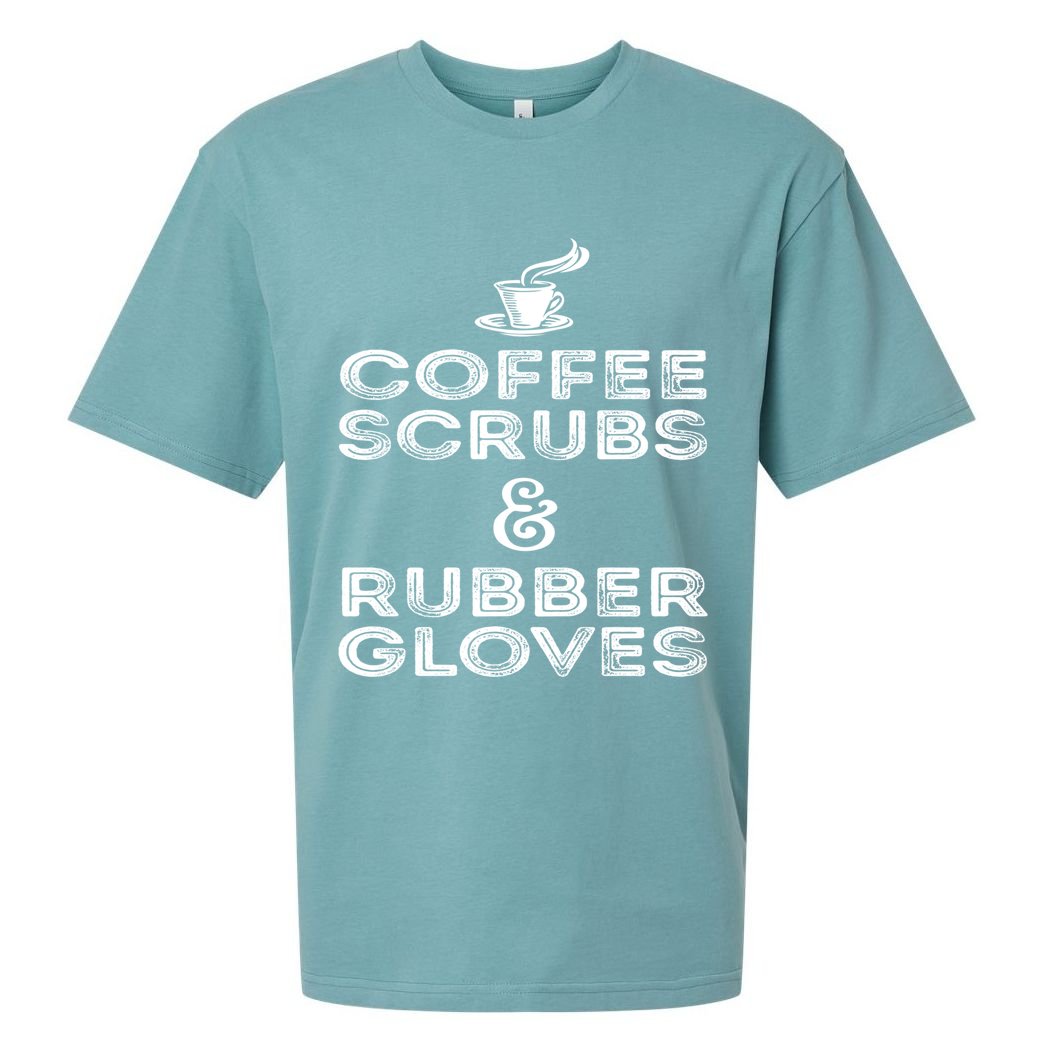 Funny Medical : Coffee Scrubs And Rubber Gloves Gift Sueded Cloud Jersey T-Shirt