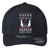 Funny My Cat Hates Biden For Merry Christmas Cat Anti Biden Premium Flexfit Unipanel Trucker Cap