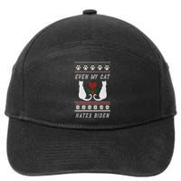 Funny My Cat Hates Biden For Merry Christmas Cat Anti Biden Premium 7-Panel Snapback Hat