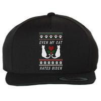 Funny My Cat Hates Biden For Merry Christmas Cat Anti Biden Premium Wool Snapback Cap