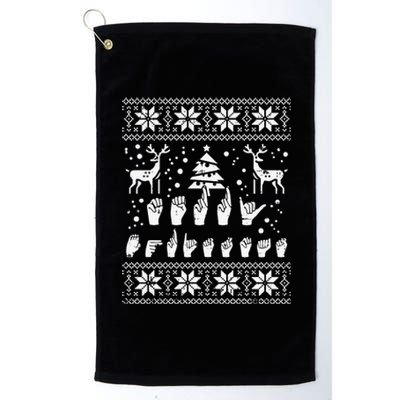 Funny Merry Christmas Sign Language Asl Deaf Ugly Christmas Gift Platinum Collection Golf Towel