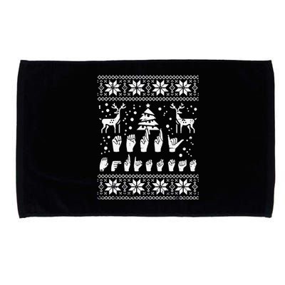 Funny Merry Christmas Sign Language Asl Deaf Ugly Christmas Gift Microfiber Hand Towel