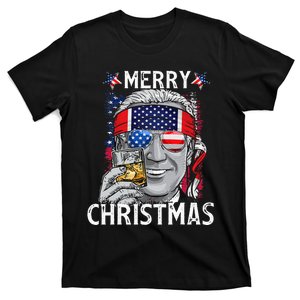 Funny Merry Christmas Joe Biden 4th Of July US American Flag T-Shirt