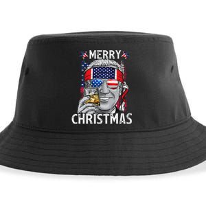 Funny Merry Christmas Joe Biden 4th Of July US American Flag Sustainable Bucket Hat